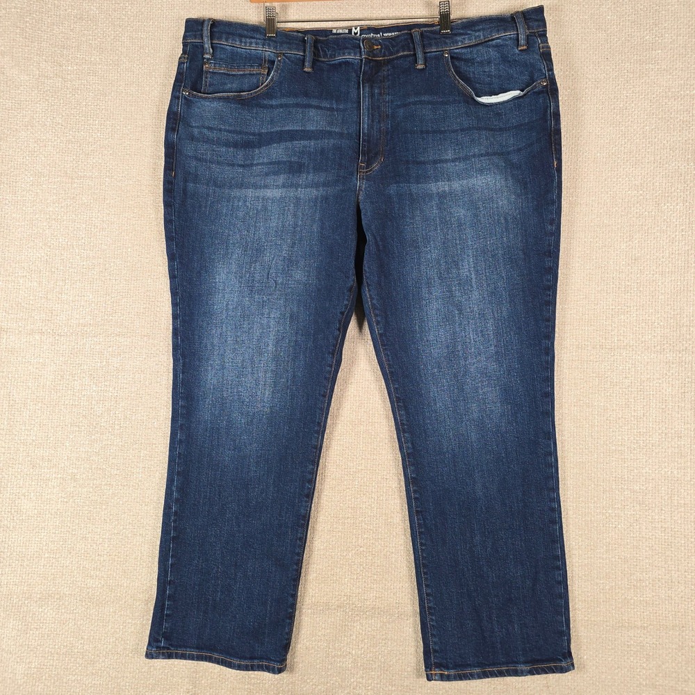 Mutual Weave Mens The‎ Athletic Blue Medium Wash Stretch Denim Jeans 48x30